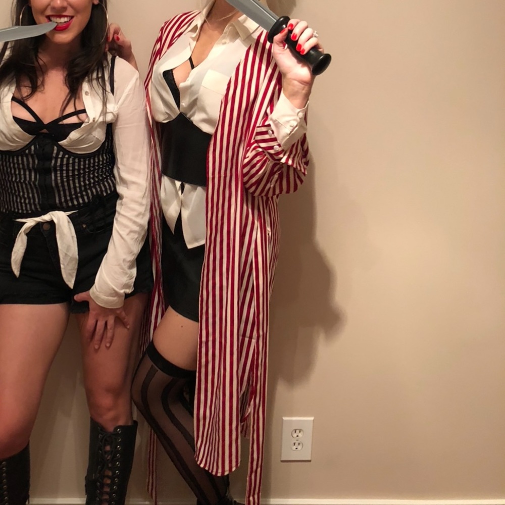 Red and White Stripe Duster
